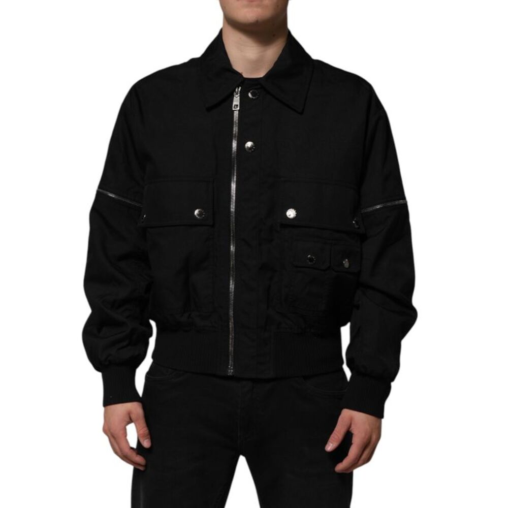 Dolce & Gabbana Black Nylon Full Zip Blouson Bomber Men's Jacket